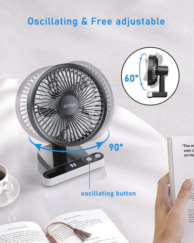 Ventilador De Escritorio Oscilante De Zuvas 7200mah Recargab