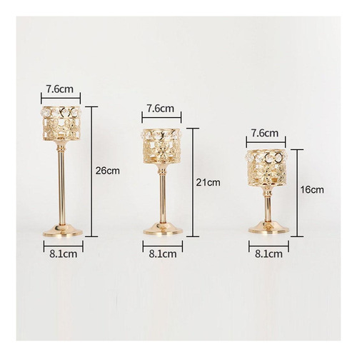 3 Candle Holders With European Crystal Candlesticks For