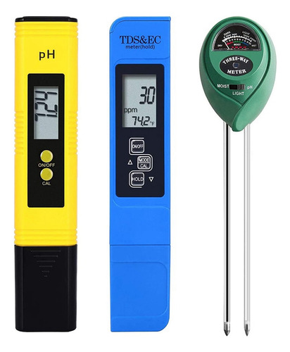 Imagen 1 de 8 de Ph Meter Tds Ppm Meter 3 En 1 Y 3 En 1 Phmetro De Suelo Ph/e