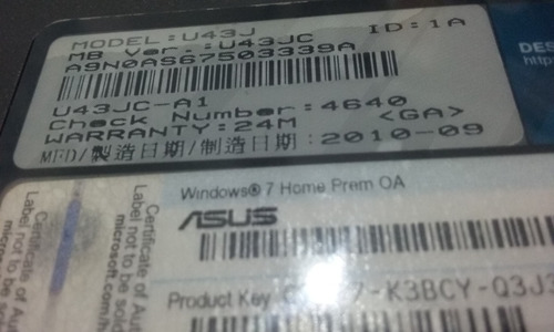 Notebook Asus U43j Com Defeito