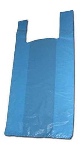 Bolsa Plástica Tipo Camiseta Azul A/d Con Asa De 25kg Millar