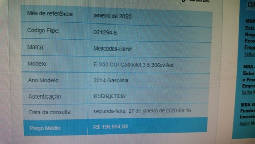 Mercedes Benz E 350 Cgi Cabriolet Top De Linha