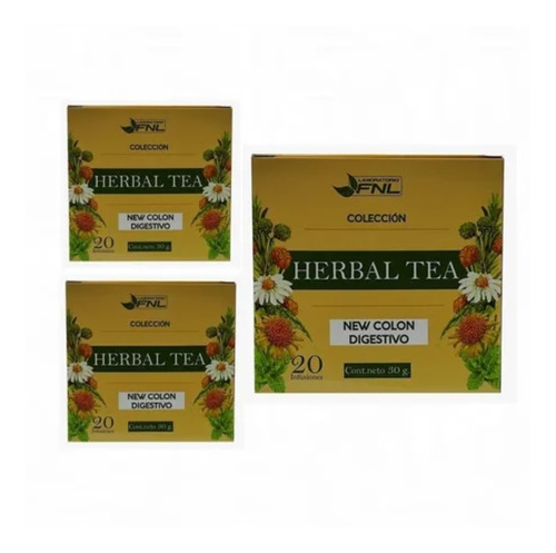 Herbal Tea New Colon Digestivo 3cajas 20 Infusiones C/u Fnl