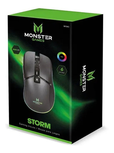 Mouse Gamer Monster Storm Rgb 6 Botones Negro