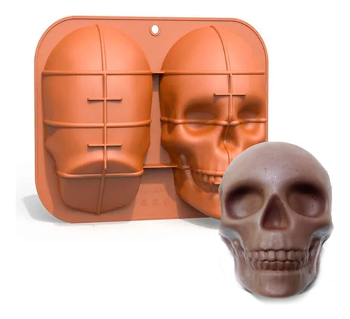 Molde De Silicon Con Forma De Calavera Chocolate Para Día De Cafe
