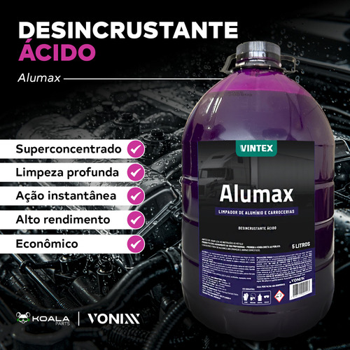 Limpa Alumínio Roda Chassi Motor Aro Alumax 5l Vintex