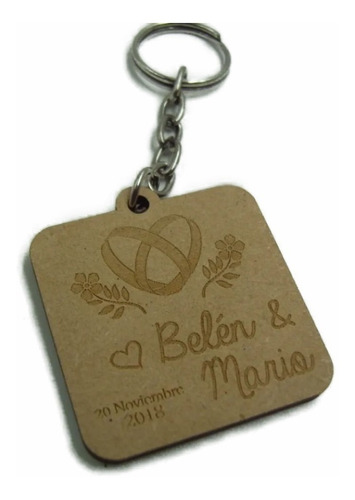 Imagen 2 de 5 de Llaveros De Madera Boda Regalo 20 Pzs Grabado Láser