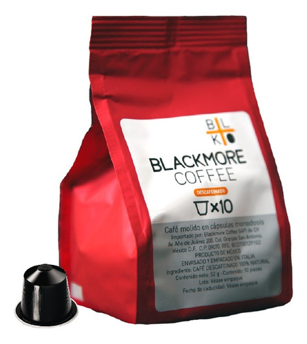 10 Cápsulas Café Descafeinado Compatible Nespresso Blackmore