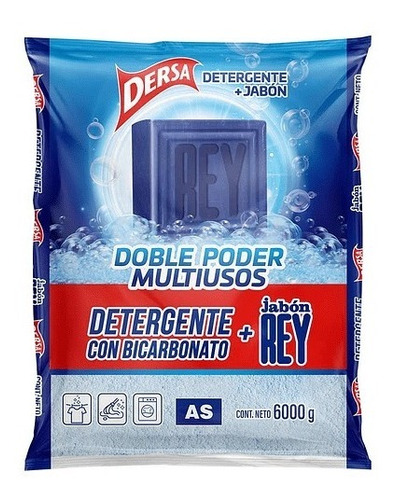 Detergente Dersa As En Polvo 6000 Gr Bicarbonato + Jabon Rey