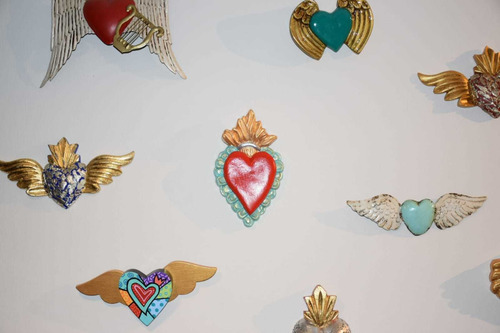 Imagen 6 de 9 de Corazón Mexicano De Yeso Adorno Pintado A Mano Regalo
