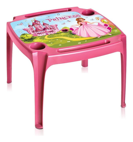 Mesinha Infantil De Plástico Rosa Com Label