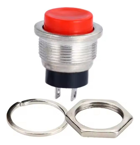 Chave Push Button Ds212 2 Terminais Vermelha Emb 20 Pçs Tebera
