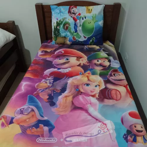 Jogo de Cama Solteiro Microfibra Mario Bros