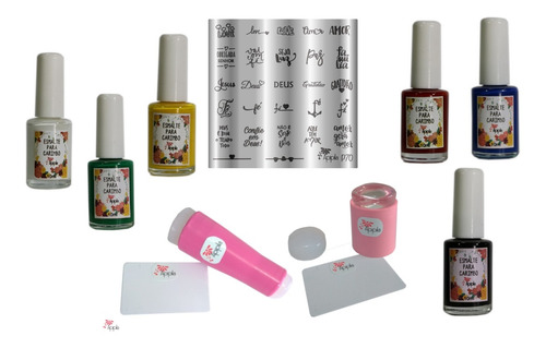 Kit Esmalte E Carimbos Apipila