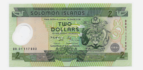 Fk Billete Islas Salomon 2 Dolares 2001 P-23a Polimero U N C