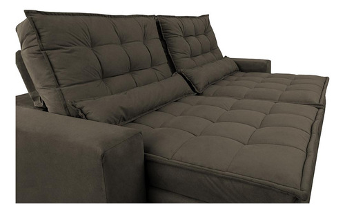 Sofá Retrátil e Reclinável com Molas Ensacadas Cama inBox Gold 2,12m Tecido Suede Velusoft Café