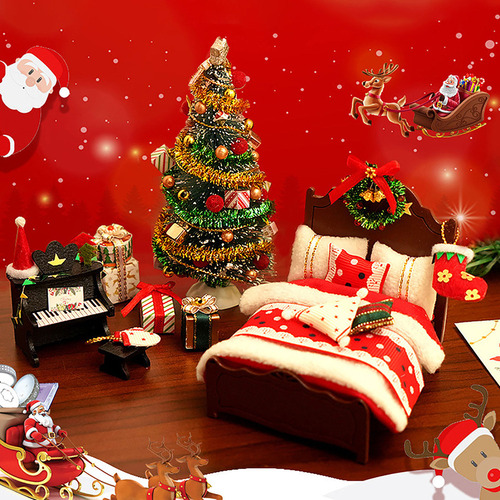 [ Kit De Casa De Muñecas En Miniatura Navideña For