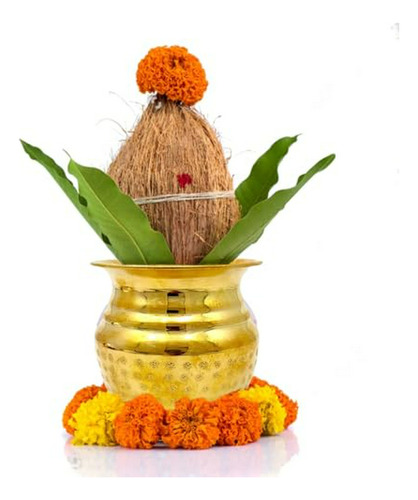 Kalash De Latón Para Puja, Compatible Con Ceremonias Hindúes