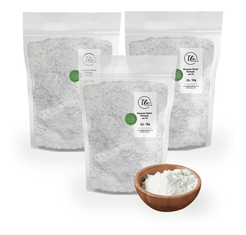 Xylitol Xilitol Refinado Pó 3kg Adoçante Natural 100% Puro