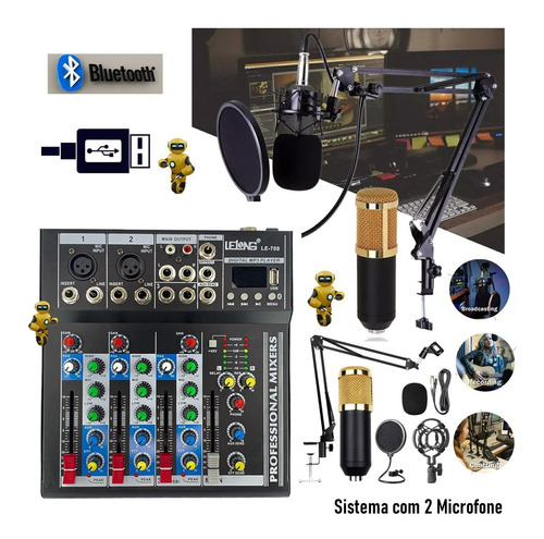 Imagem 1 de 5 de Setup Interface Mesa Podcast C /microfones Serie Livecaster