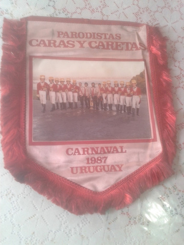 Carnaval Banderin C/foto Parodistas Caras Y Caretas Año 1987