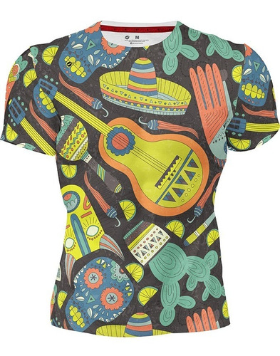 Playera Full Print Calaveras Nopal Guitarra Sombrero 39