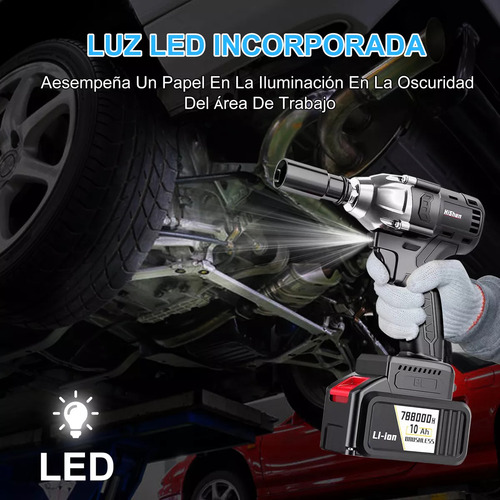 Pistola De Impacto Eléctrica Portátil Sincarbono Inalámbrica De Alta Potencia Glimall 127V 1200N Herramienta de Alto Torque para Desmontaje de Neumáticos y Taladrado Fuerte en Coches o Motos