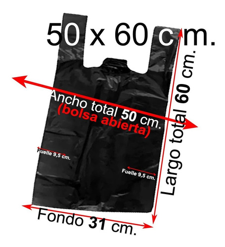 Bolsas Plásticas Tipo Camiseta - 50x60 - 100 Unidades