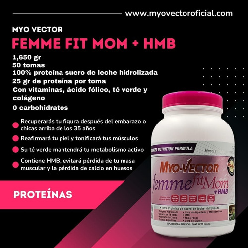 Imagen 2 de 3 de Proteína Myovector Femme Fit Mom + Hmb 1.6 Kg