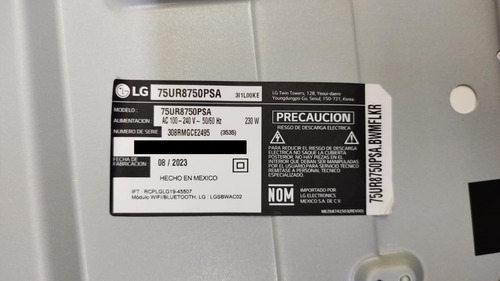 Tarjeta Main Lg 75ur8750psa Vers.bwmflkr / Eax70043605 (1.0) (Usado)