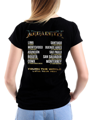 Megadeth 927 Crush The World Tour Polera Mujer 3d Dtf