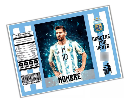 Bolsa Chip Bag Imprimible Argentina Messi Editable