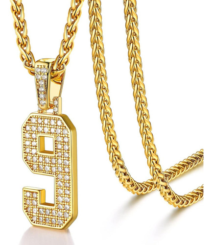 Collar Con Colgante De Número De Jersey Chapado En Oro De 18