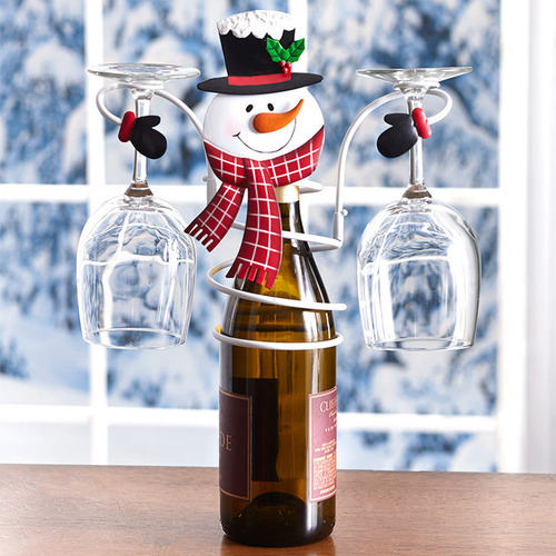 Soporte Portátil Para Copas De Vino Winter Snowman Christmas