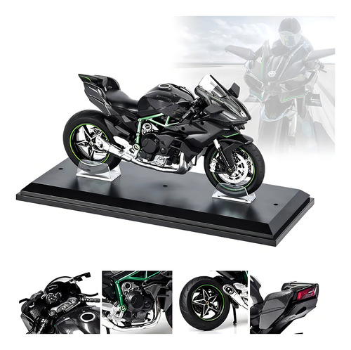 Kawaski H2r Miniatura Meeyoga Moto Metal Con Luz Y Sonido Base 1:12
