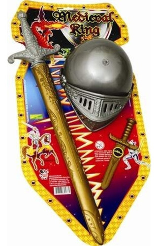 Kit Medieval King Com Espada E Elmo Brinquedos Pica Pau