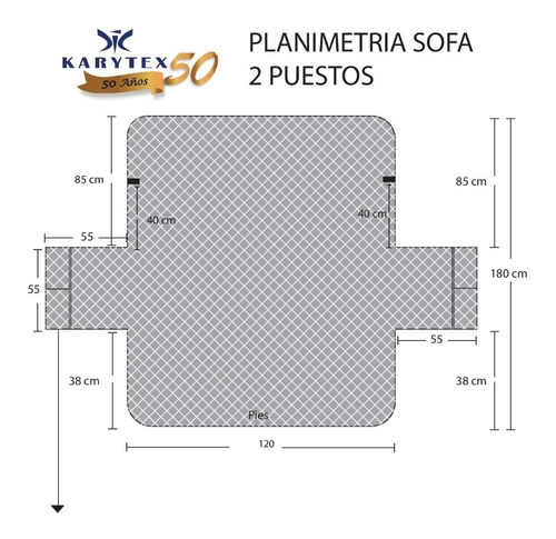 Protector De Sofa 2 Puestos Doble Faz Azul Oscuro - Gris