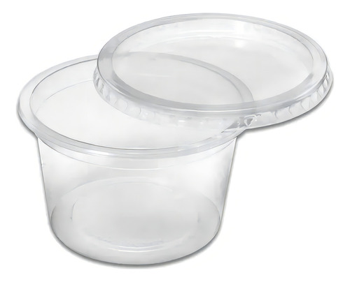 Pote E Tampa Plastico Reforçado Otimo Fechamento 500ml 100un Cor Transparente