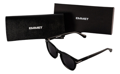 Lentes De Sol Emmet Unisex Wayfarer Clásicos Uv400 Color Negro Lente Negro Armazón Negro