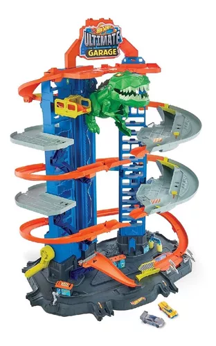 Pista da hot wheels da garagem do dinossauro