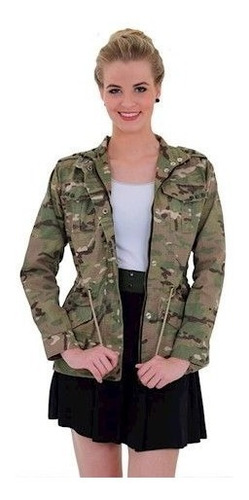 Jaqueta Feminina Alícia Camuflada Estilo Farda P Multicam