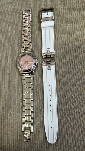 Relógio Swatch Feminino Aço Fundo Rosa Novíssimo!! Prateado Prateado Rosa (Usado)