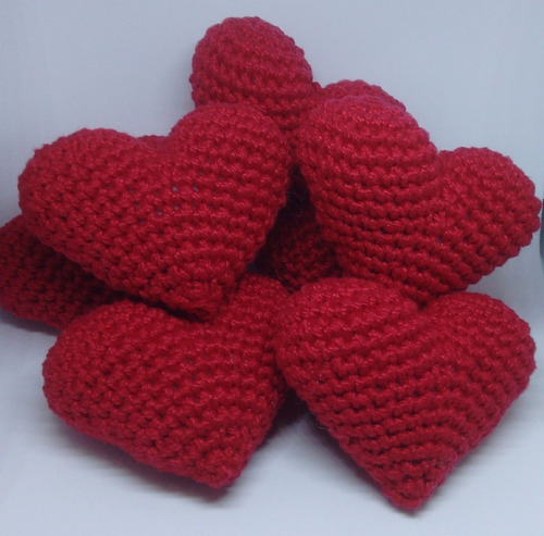 Imagem 4 de 6 de Coração Em Crochê 3d - Amigurumi C/ 10 Unidades