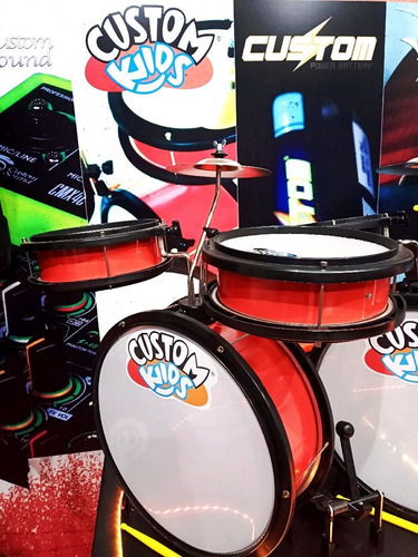 Imagem 2 de 5 de Bateria Infantil Custom Kids Ckdm3 Banqueta E Acessórios Red