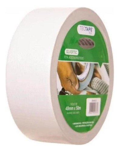 Fita Tecido Adesiva Multiuso Silver Tape Branca 48mm X 50 Mt