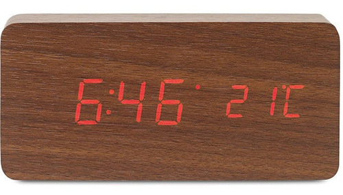 Reloj Despertador Tipo Madera Led Rectangula Moderno  Ak82