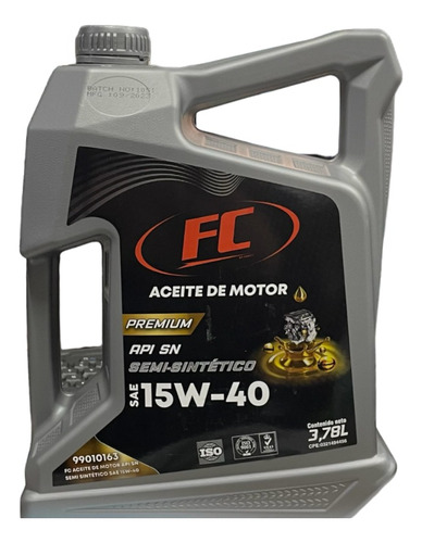 Aceite Fc | 15w40 Semi Sintetico 3.78 Litros*