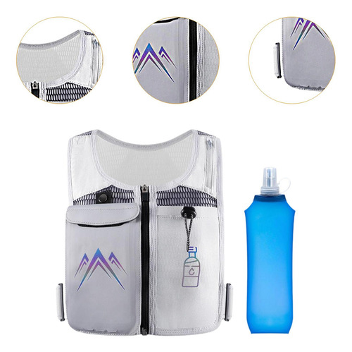 Chaleco De Hidratación, Mochila De Agua, Gris Con Botella