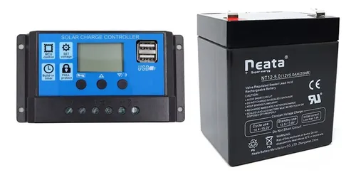 comprar Kit Controlador De Carga Panel Solar Pwm 20a Mas Bateria 5ah