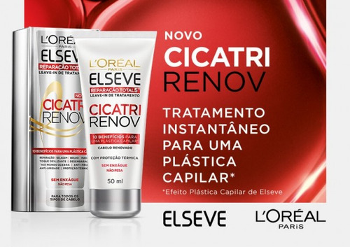 Leave-in Cicatri Renov 50ml Elseve Loreal Plástica Capilar